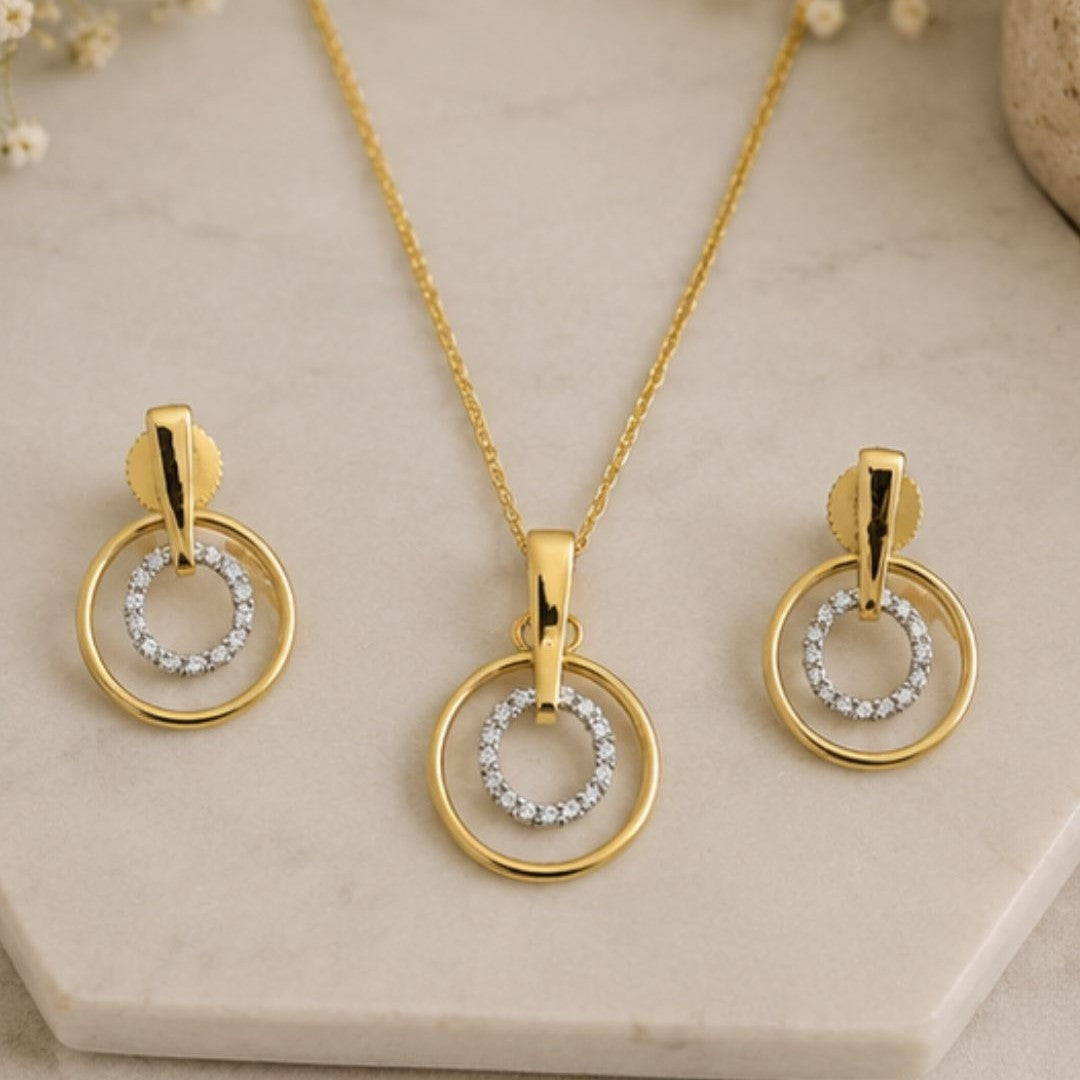 Gold Plated CZ Pendant Set