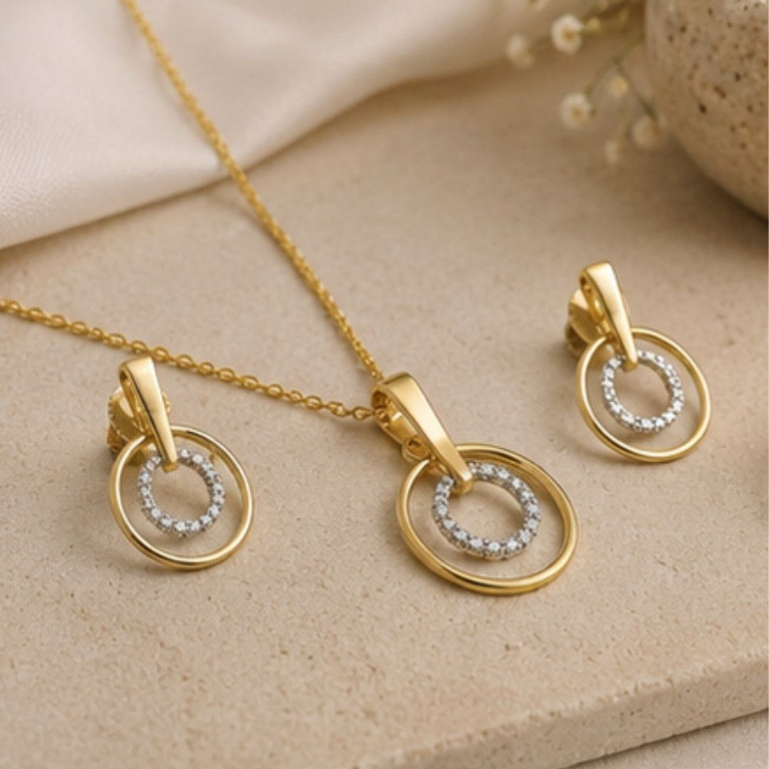 Gold Plated CZ Pendant Set