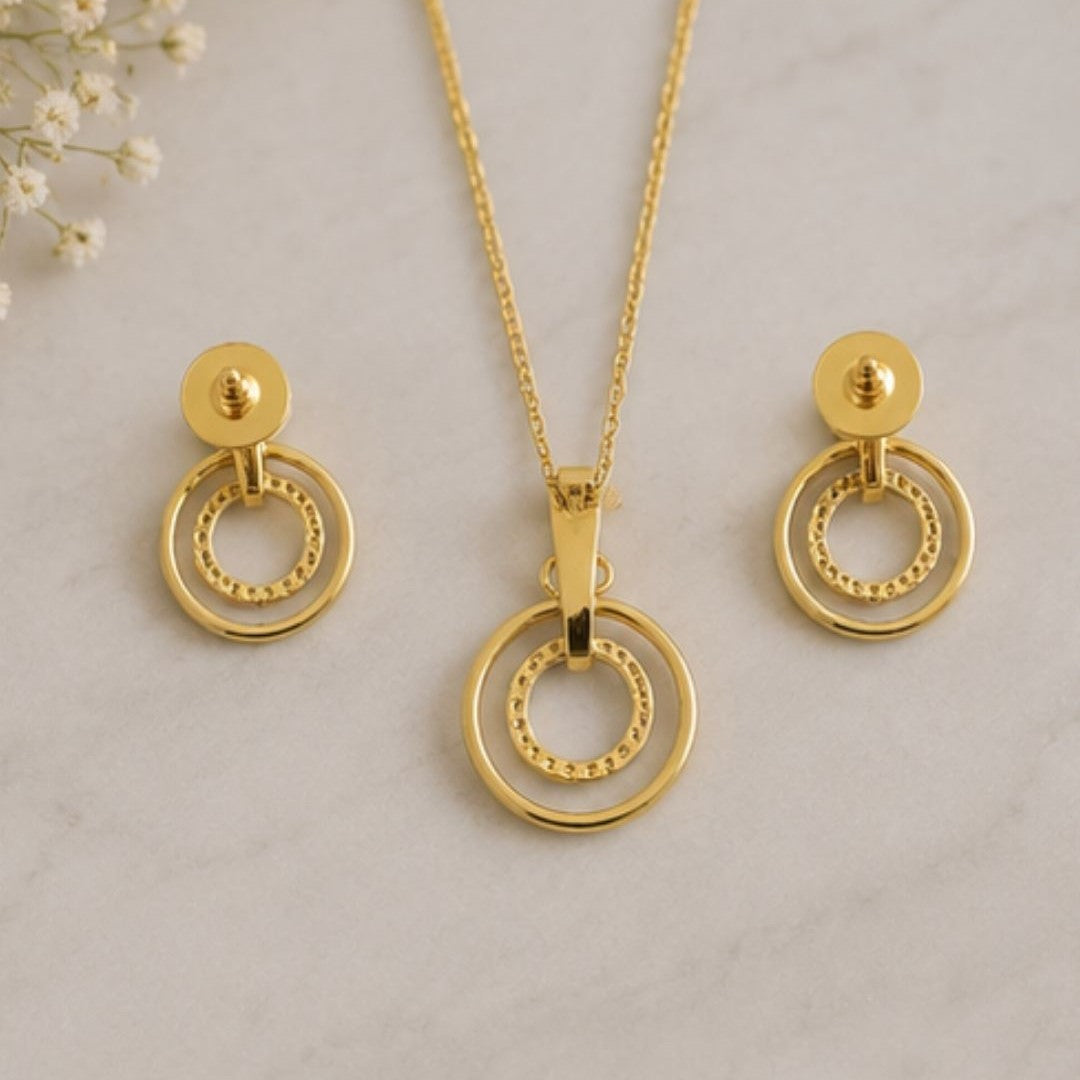 Gold Plated CZ Pendant Set