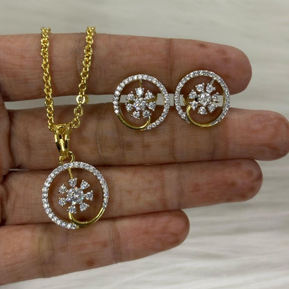 Gold Plated Cubic Zirconia Pendant Set