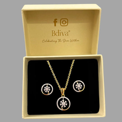 Gold Plated Cubic Zirconia Pendant Set