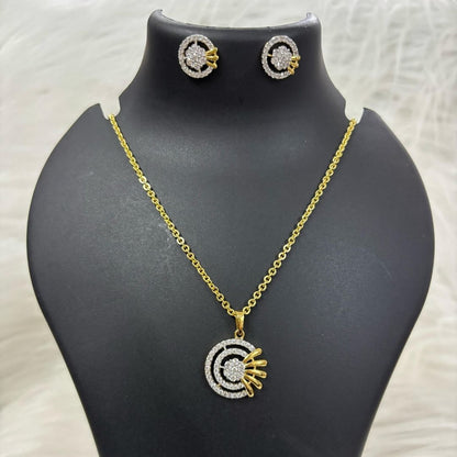 Gold Plated Cubic Zirconia Pendant Set