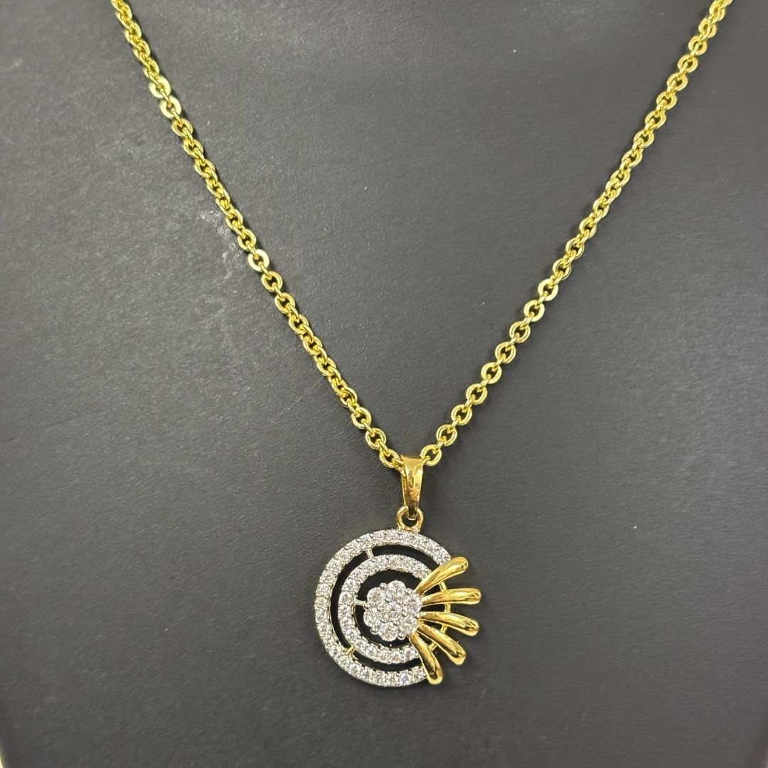 Gold Plated Cubic Zirconia Pendant & Stud Earrings Set