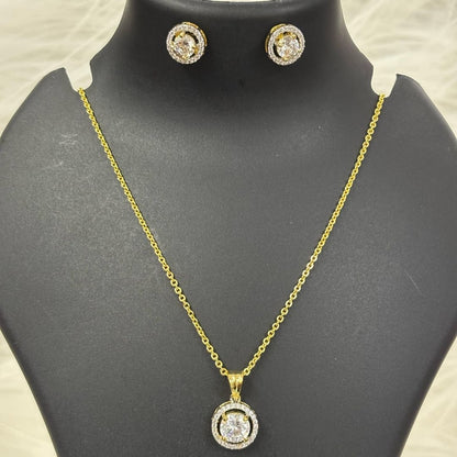 Gold-Plated Eternal Glow Solitaire Halo Pendant & Earrings Set