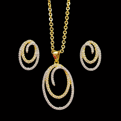 Gold-Plated Cubic Zirconia Pendant Set