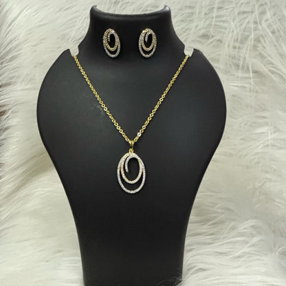 Gold-Plated Cubic Zirconia Pendant Set