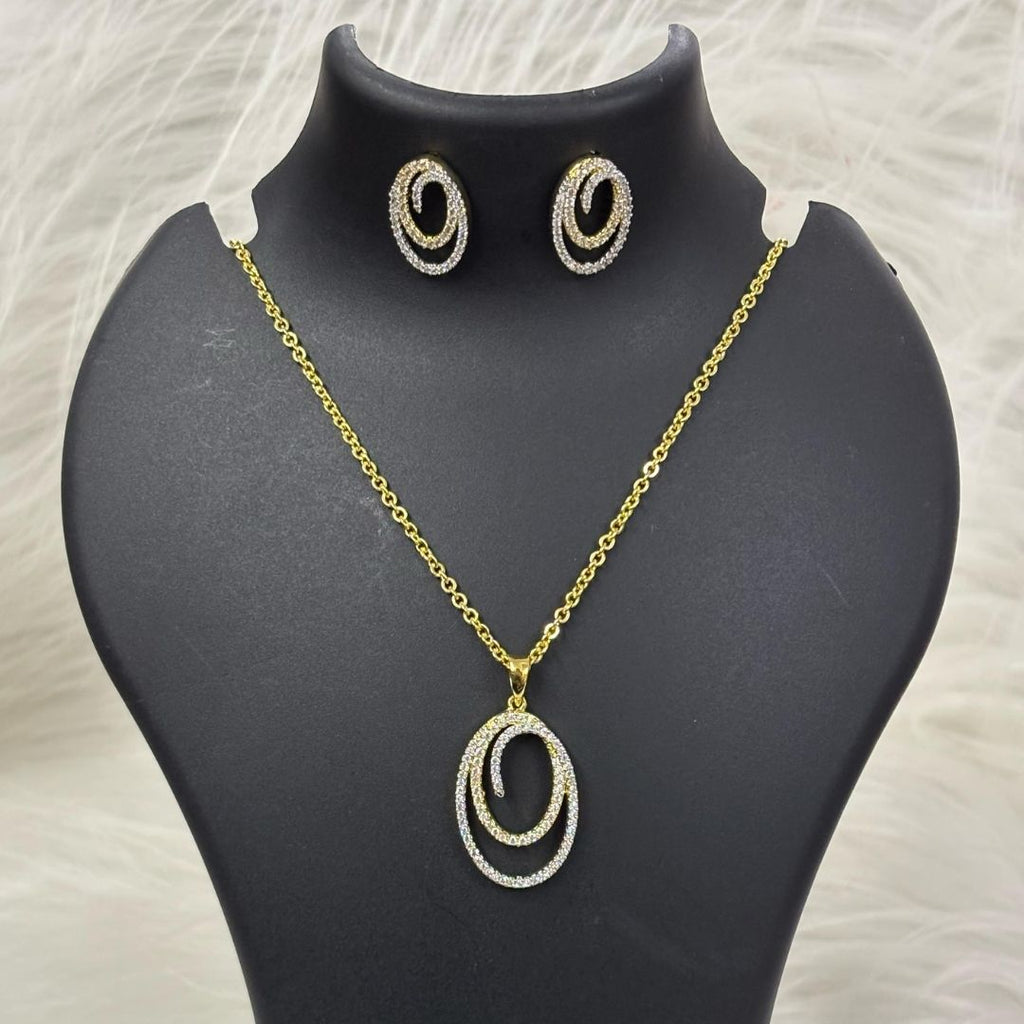 Gold-Plated Cubic Zirconia Pendant Set