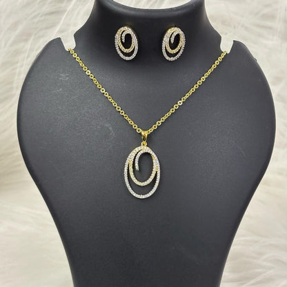 Gold-Plated Cubic Zirconia Pendant Set