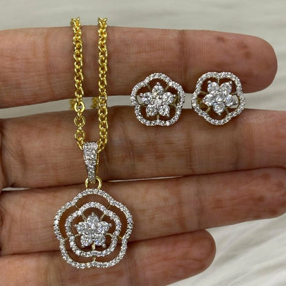 Gold-Plated Cubic Zirconia Pendant Set
