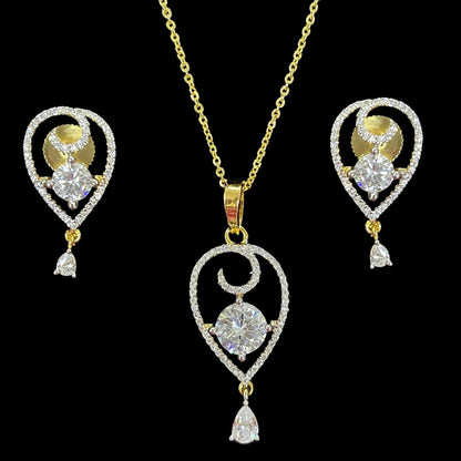 Gold-Plated Solitaire Pendant Set