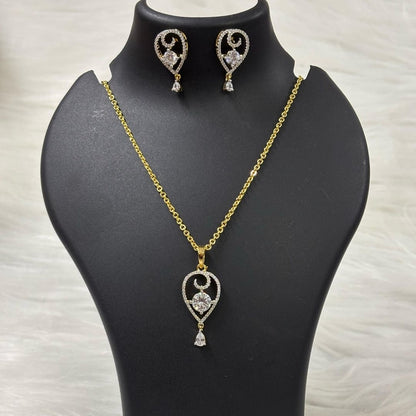 Gold-Plated Solitaire Pendant Set