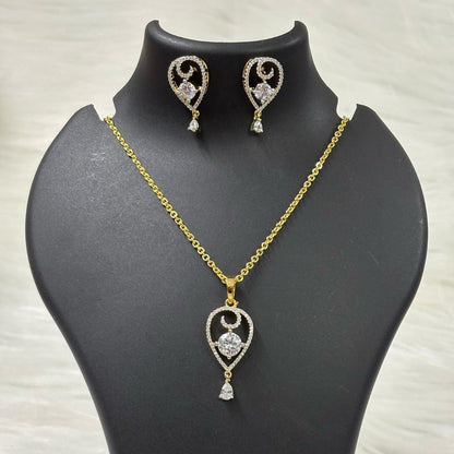 Gold-Plated Solitaire Pendant Set