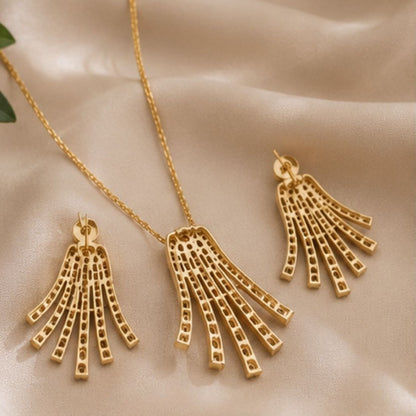 Gold Plated CZ Statement Pendant Set