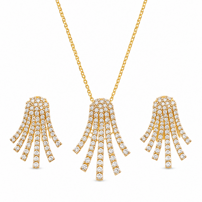 Gold Plated CZ Statement Pendant Set