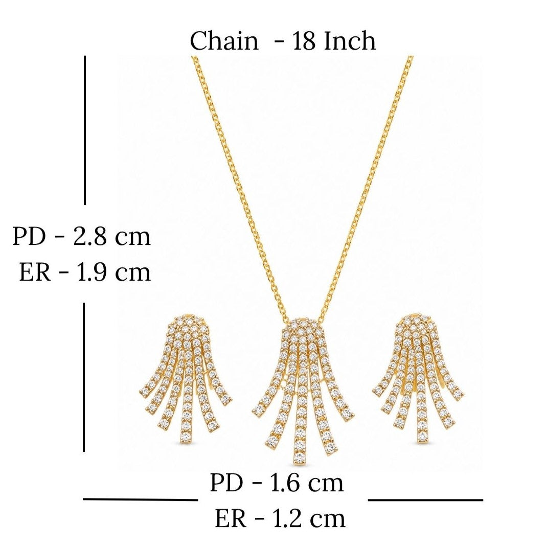 Gold Plated CZ Statement Pendant Set