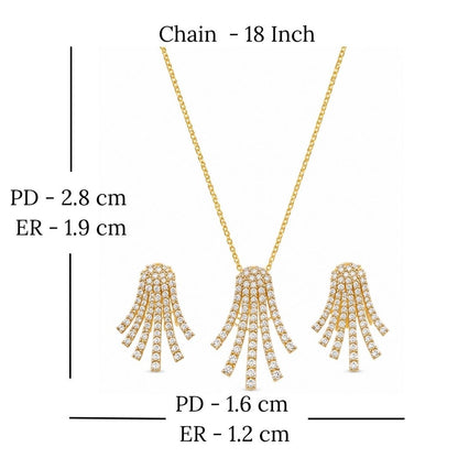 Gold Plated CZ Statement Pendant Set
