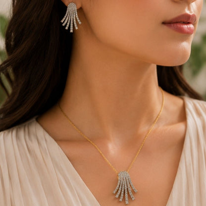 Gold Plated CZ Statement Pendant Set