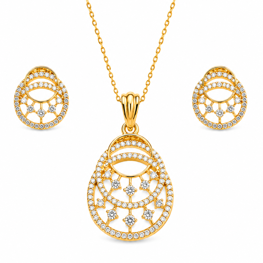 Gold Plated CZ Pendant Set
