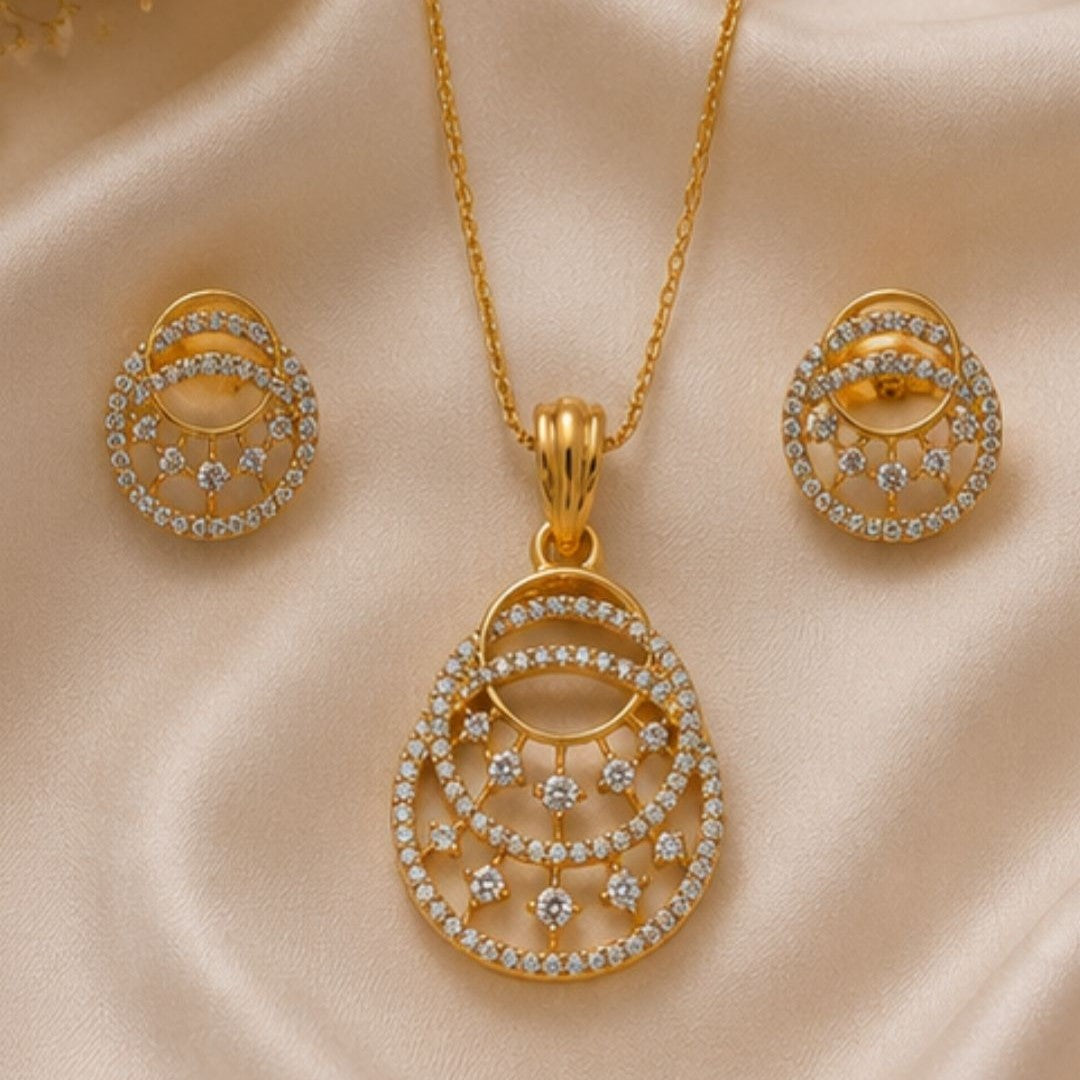 Gold Plated CZ Pendant Set