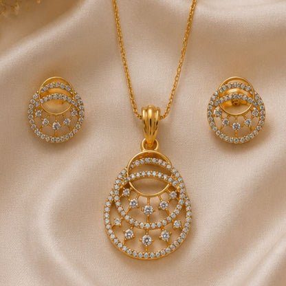 Gold Plated CZ Pendant Set