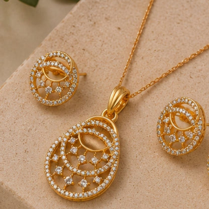 Gold Plated CZ Pendant Set