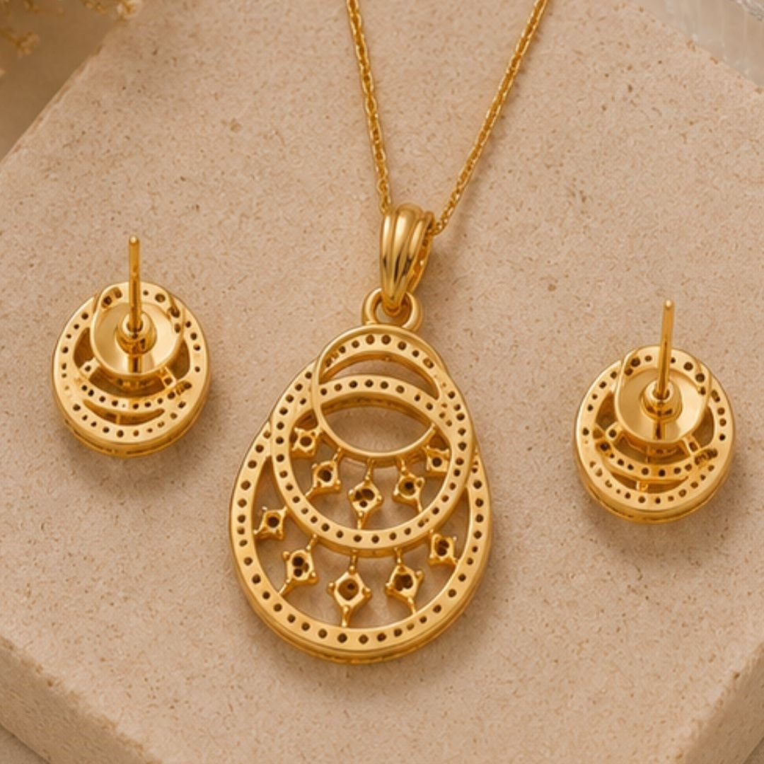 Gold Plated CZ Pendant Set