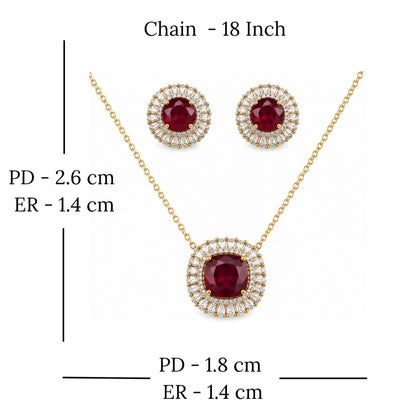 Gold Plated CZ Halo Style Pendant Set
