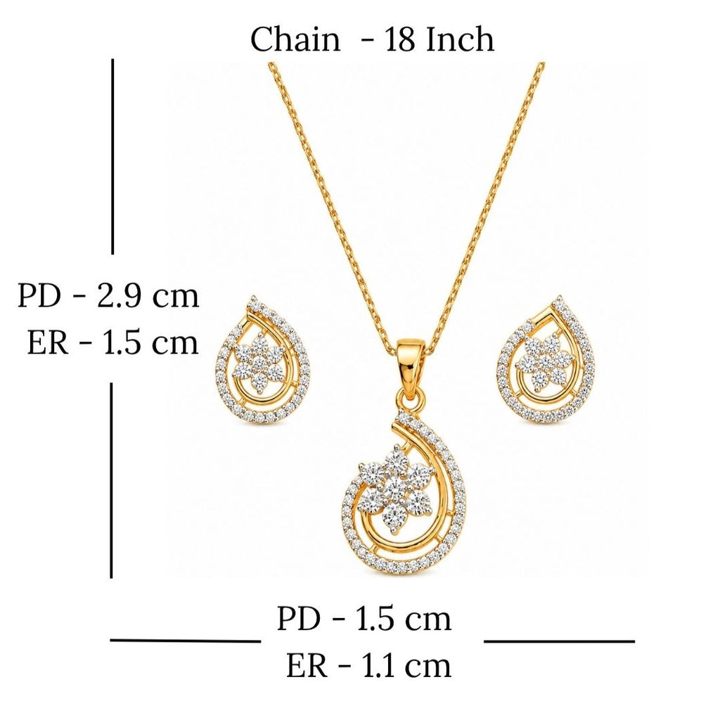 Gold Plated Cubic Zirconia Floral Pendant Set