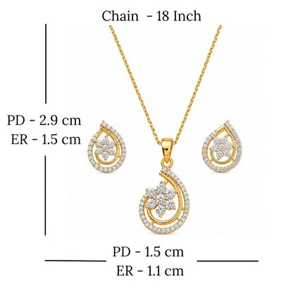 Gold Plated CZ Floral Pendant Set