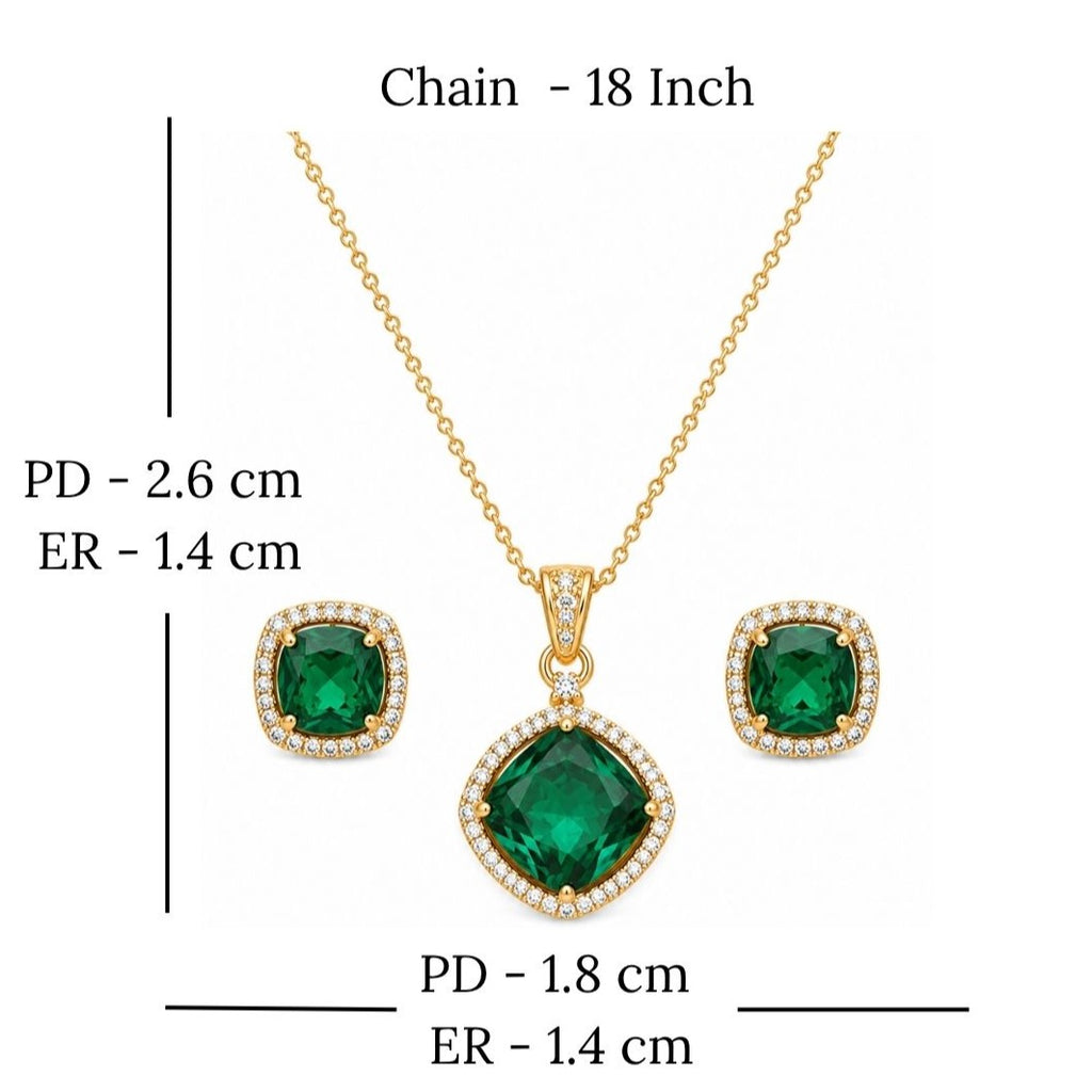 Gold Plated CZ Halo Style Pendant Set