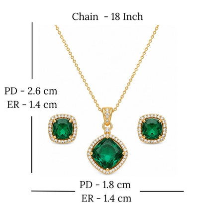 Gold Plated CZ Halo Style Pendant Set