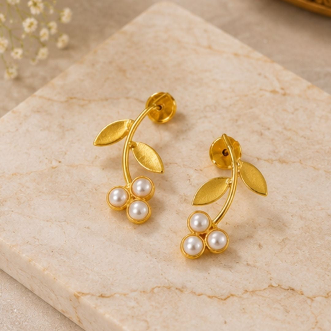 Gold Plated Pearl Earrings