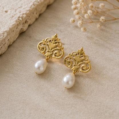 Gold Plated Pearl Drop Earrings
