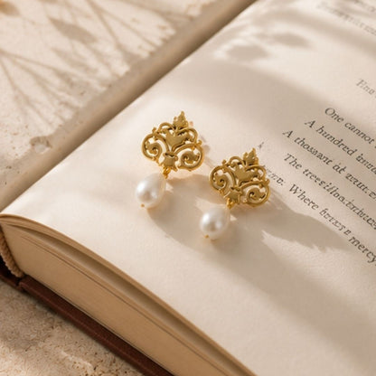 Gold Plated Pearl Drop Earrings