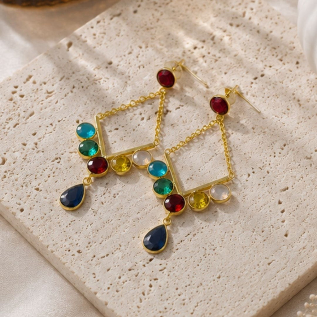 Gold Plated Cubic Zirconia Drop Earrings