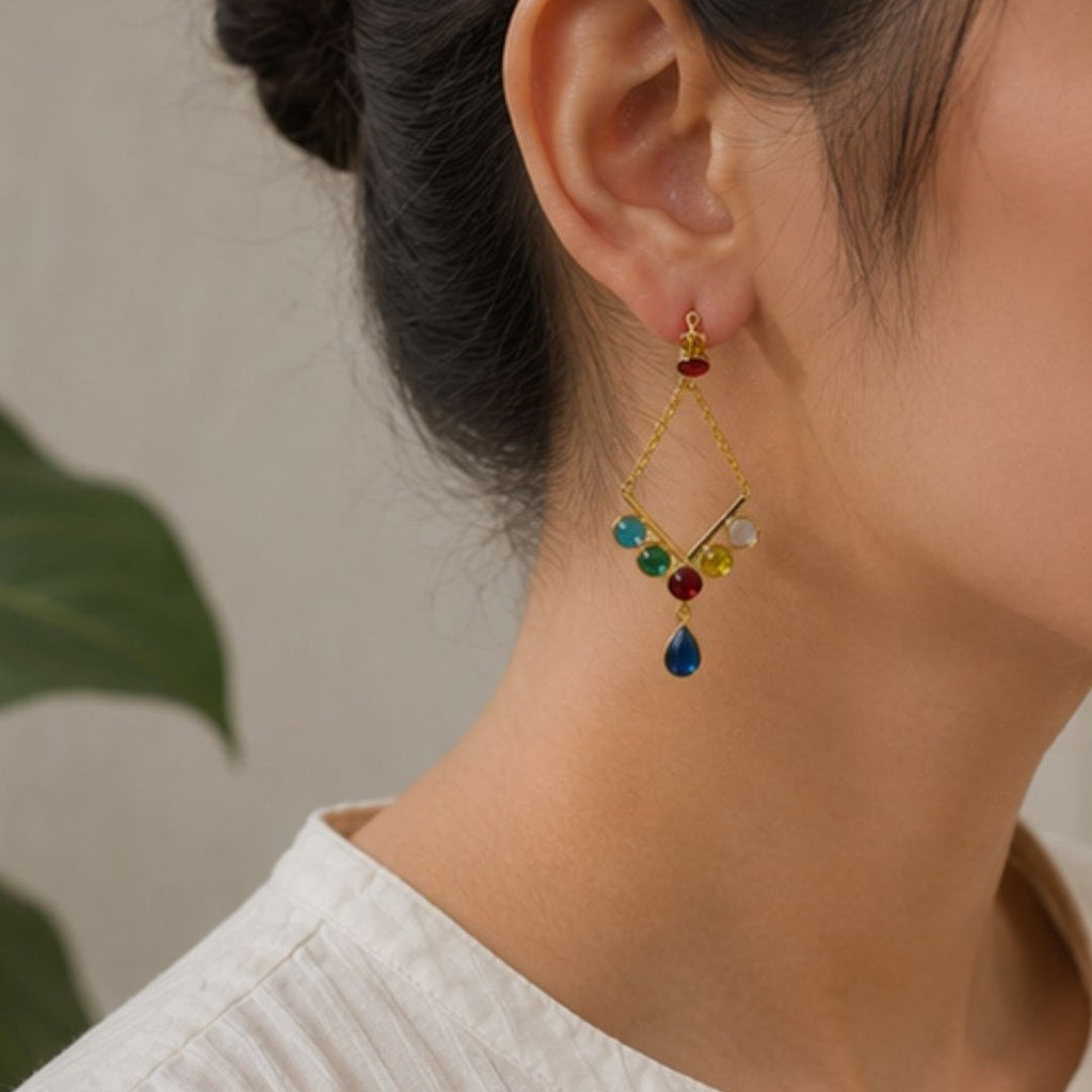 Gold Plated Cubic Zirconia Drop Earrings