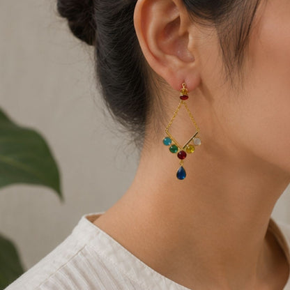 Gold Plated Cubic Zirconia Drop Earrings