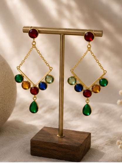 Gold Plated Cubic Zirconia Drop Earrings