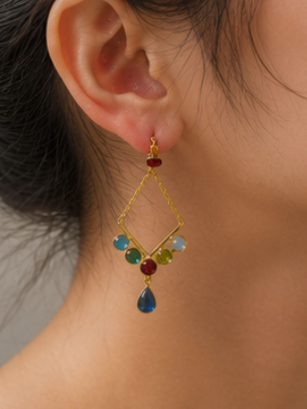 Gold Plated Cubic Zirconia Drop Earrings
