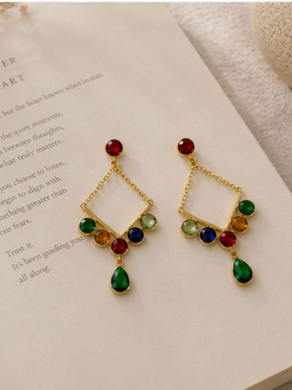 Gold Plated Cubic Zirconia Drop Earrings