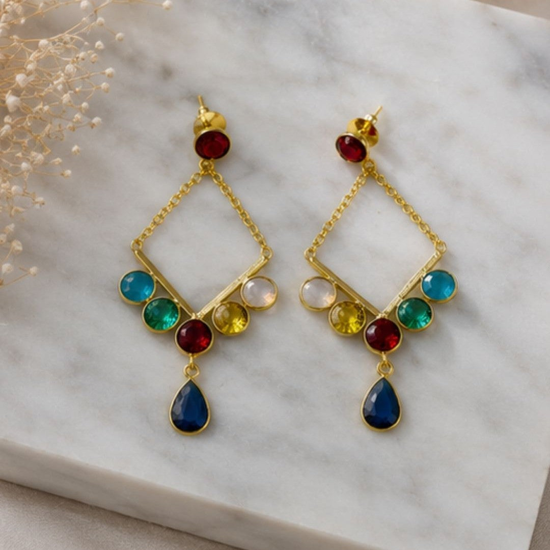 Gold Plated Cubic Zirconia Drop Earrings