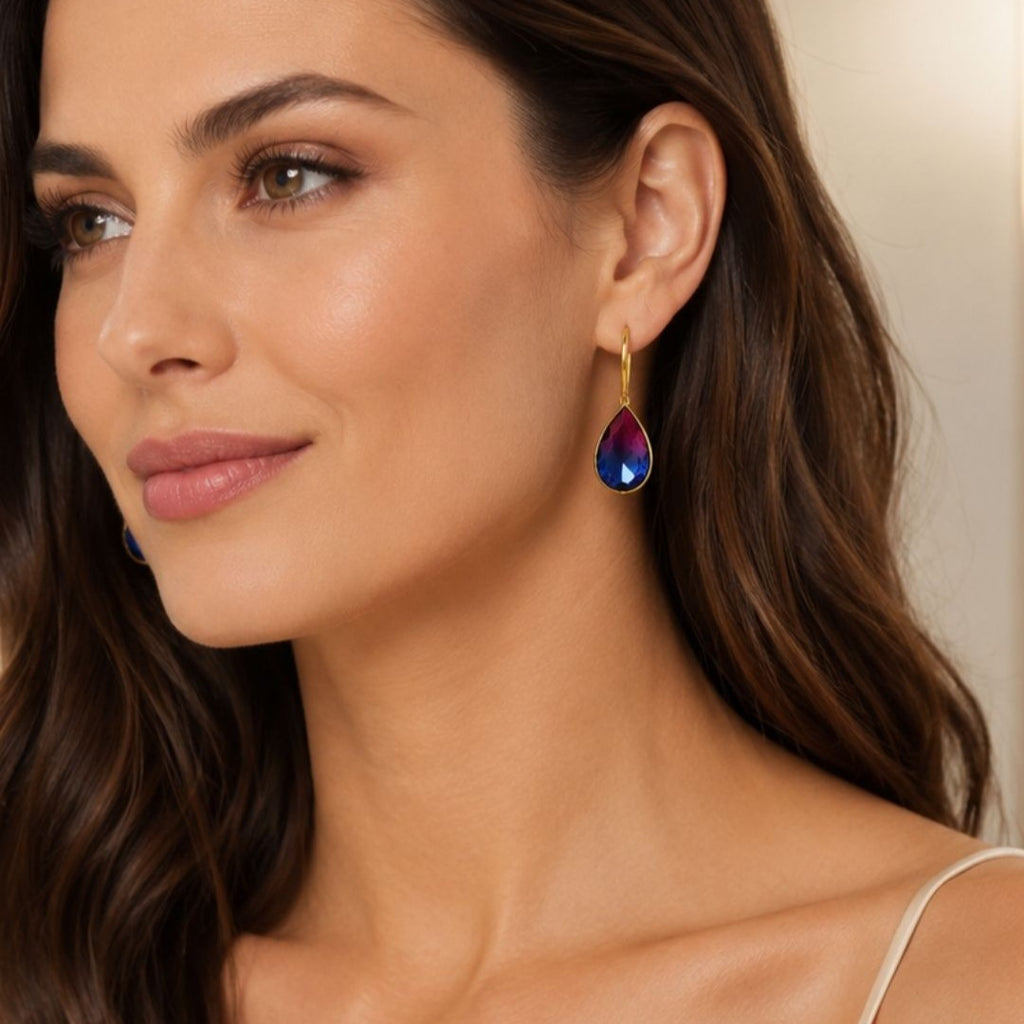 Gold Plated Ombre Cubic Zirconia Drop Earrings