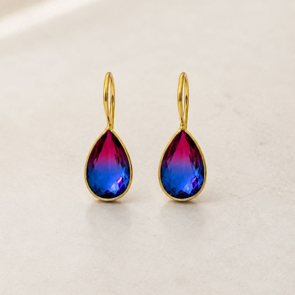 Gold Plated Ombre Cubic Zirconia Drop Earrings