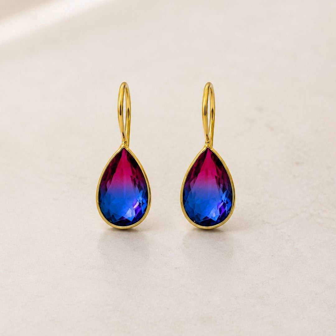 Gold Plated Ombre Cubic Zirconia Drop Earrings