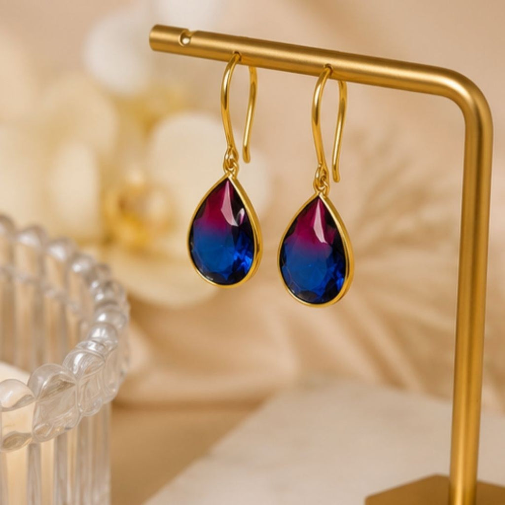 Gold Plated Ombre Cubic Zirconia Drop Earrings
