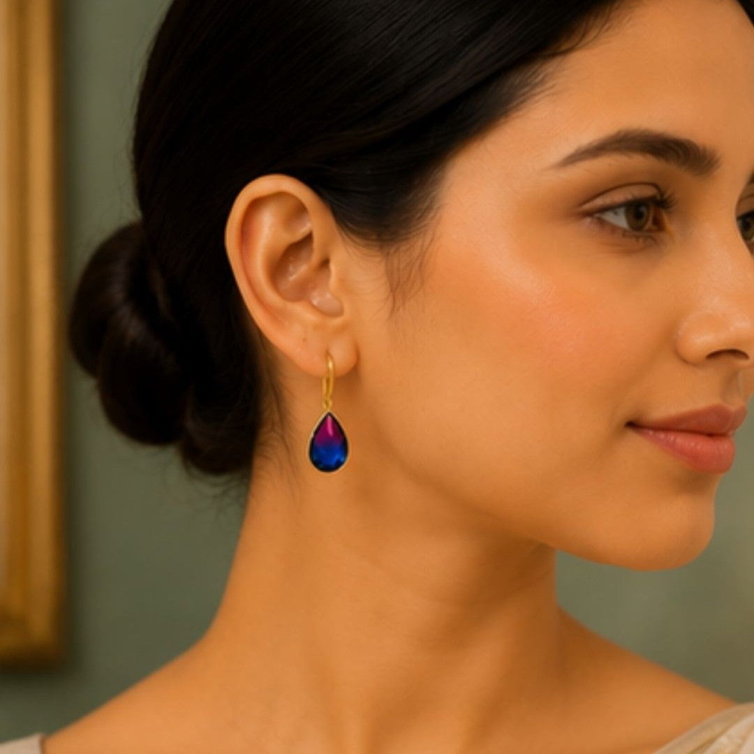 Gold Plated Ombre Cubic Zirconia Drop Earrings