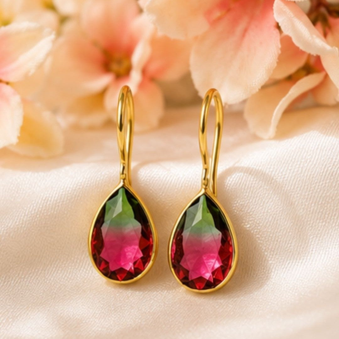 Gold Plated Ombre Cubic Zirconia Drop Earrings