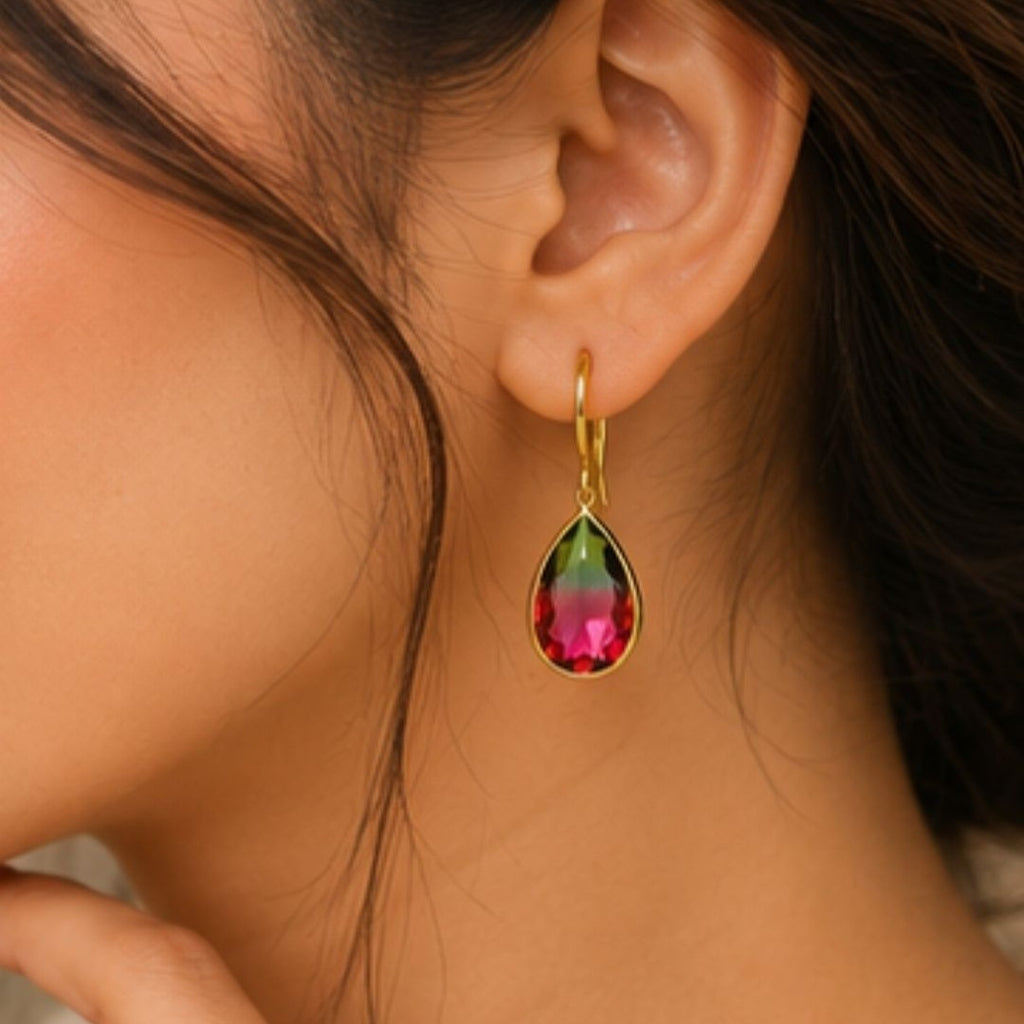 Gold Plated Ombre Cubic Zirconia Drop Earrings
