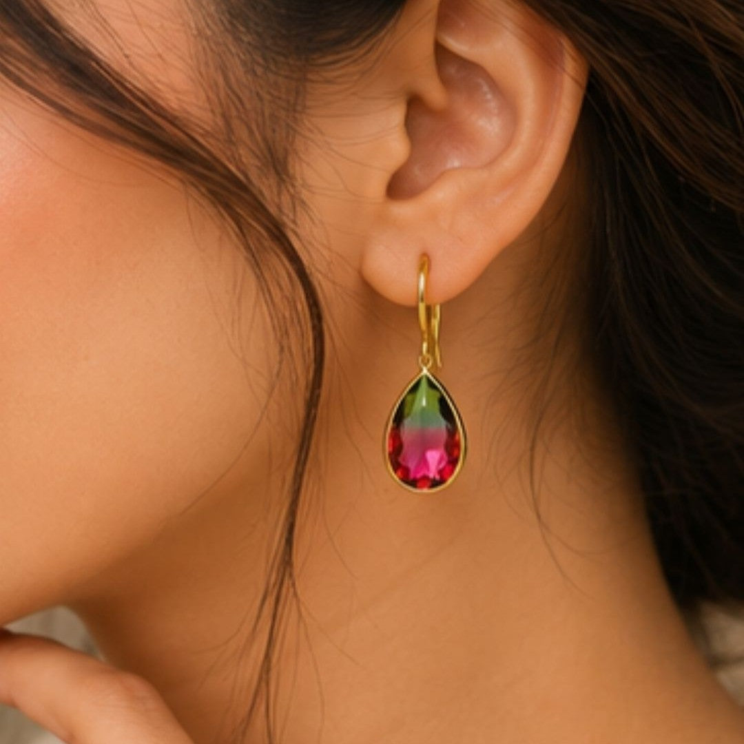 Gold Plated Ombre Cubic Zirconia Drop Earrings