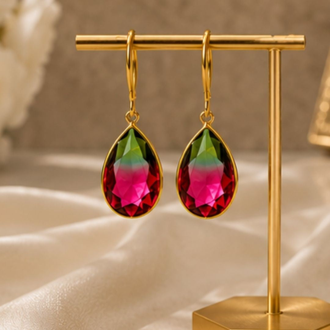 Gold Plated Ombre Cubic Zirconia Drop Earrings